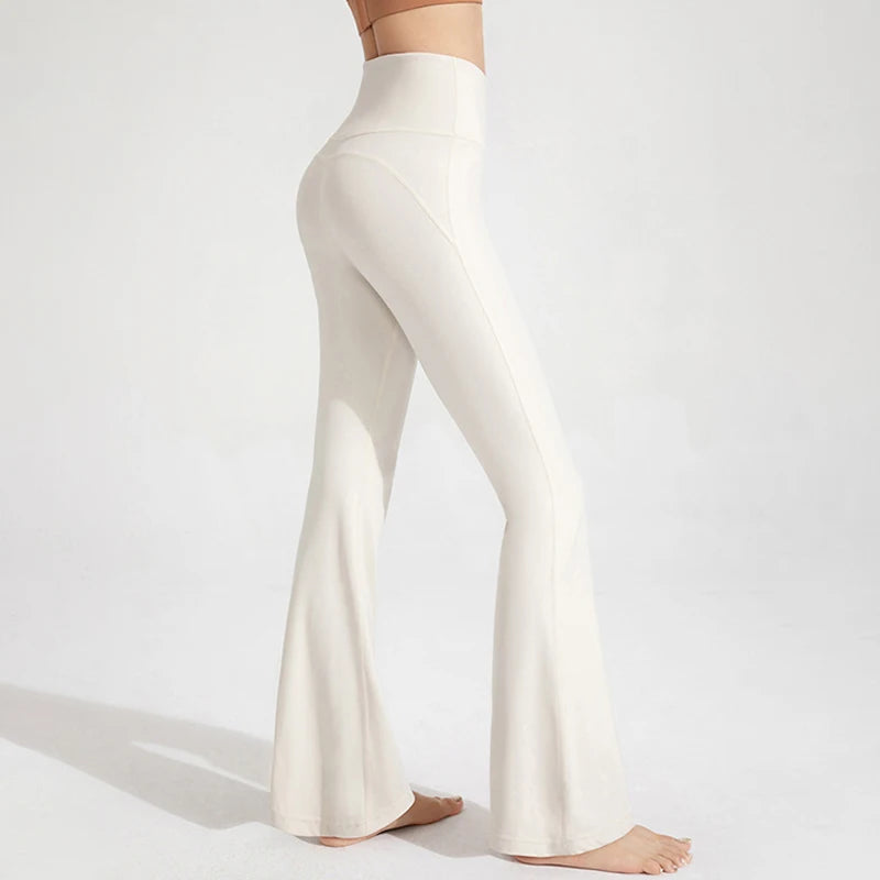High-Waisted Flared Yoga Pants – Waist-Cinching Cotton Bell Bottoms