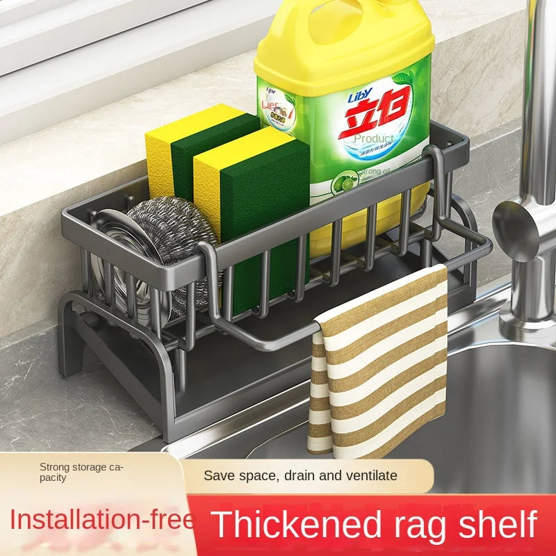 Estante organizador para fregadero de cocina | Almacenamiento para esponjas, detergentes y paños de limpieza
