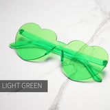 Gafas de sol gruesas sin marco en forma de corazón: modernas gafas de sol de fiesta con forma de corazón de melocotón