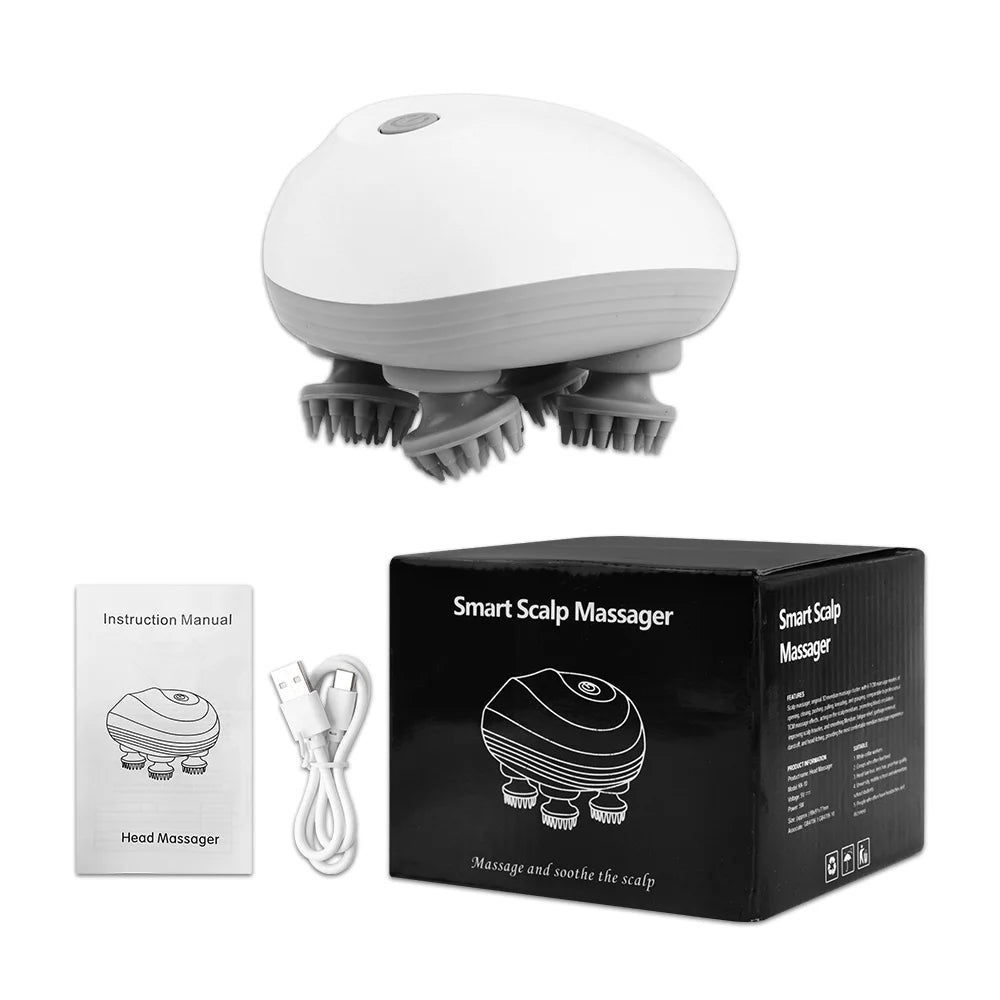 Mini Electric Head Massager – Portable Scalp Relaxation Tool with 4 Nodes & Long Battery Life