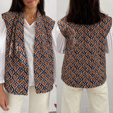 Women’s Warm Puffer Vest – Stylish Printed Sleeveless Open Front Cardigan for Autumn & Winter