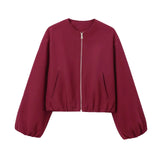 Women's Stylish Bomber Jacket with Crew Neck – Soft, Trendy & Versatile Outerwear