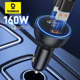 Cargador rápido para coche de 160 W: adaptador de carga rápida triple USB-C y USB-A