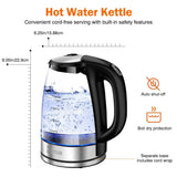 DEVISIB 2L Electric Kettle – 2200W Fast Boiling Glass Kettle with LED Indicator & Removable Filter