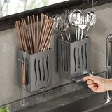 Caja de almacenamiento de cubiertos para montar en la pared: soporte para utensilios de cocina y palillos 