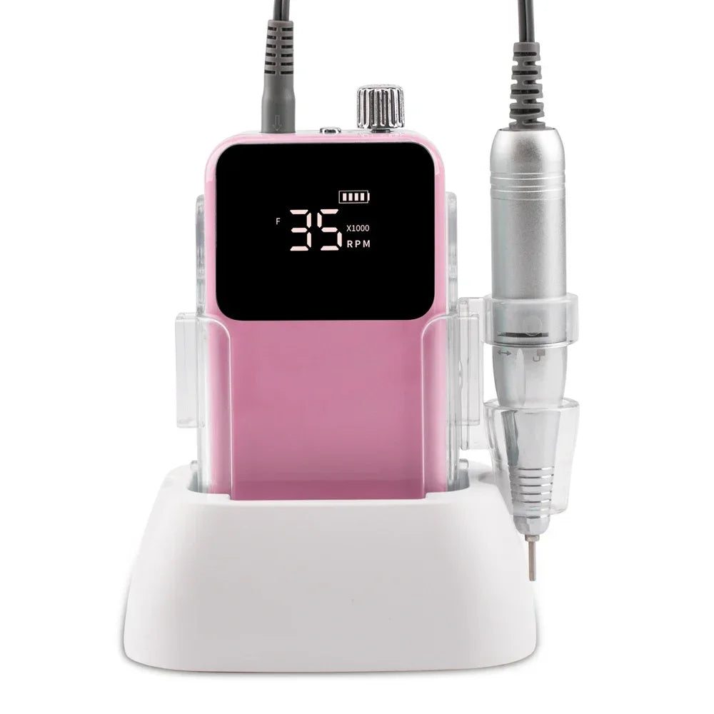 Professional Electric Nail Drill Machine – 35,000 RPM with Variable Speed & Smart Charging Dock