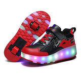 Unisex LED Light-Up Casual Shoes for Kids – Hook & Loop Sneakers with PU Upper and Non-Slip Rubber Sole