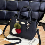 Women’s Vintage PU Leather Satchel – Plush Tassel Crossbody & Shoulder Bag