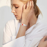 Personalized Medical Alert Bracelet - Engravable Stainless Steel ID Cuff for Women