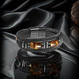 Men’s Tiger Eye Leather Bracelet - Handmade Courage & Protection Jewelry