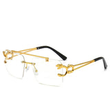 Gafas de sol cuadradas de lujo sin montura: moda de diseño vintage para hombres y mujeres