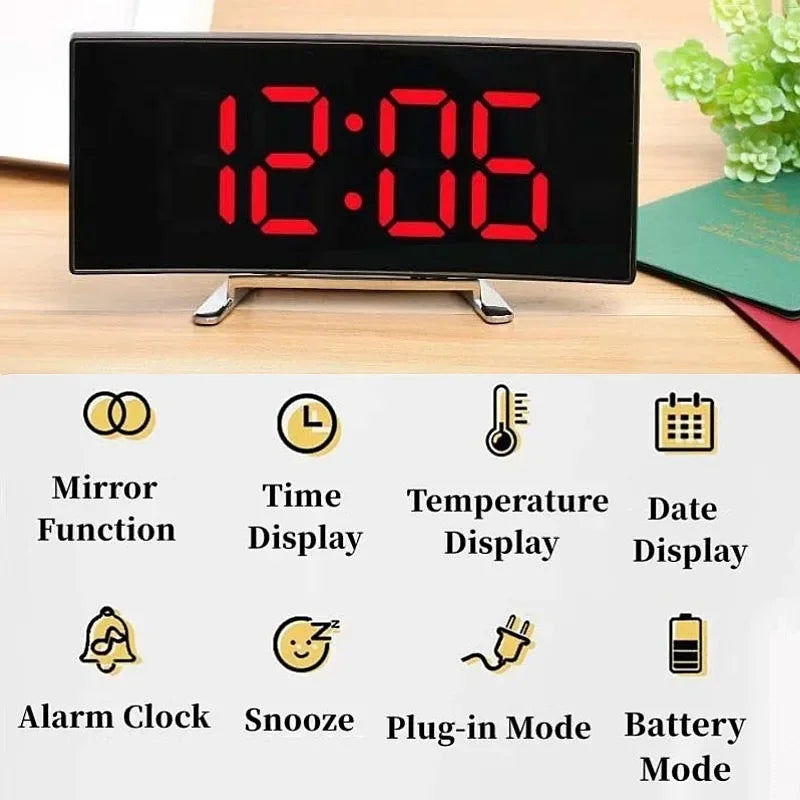 LED Digital Alarm Clock with Temperature & Humidity Display, 3 Alarms, Auto Brightness