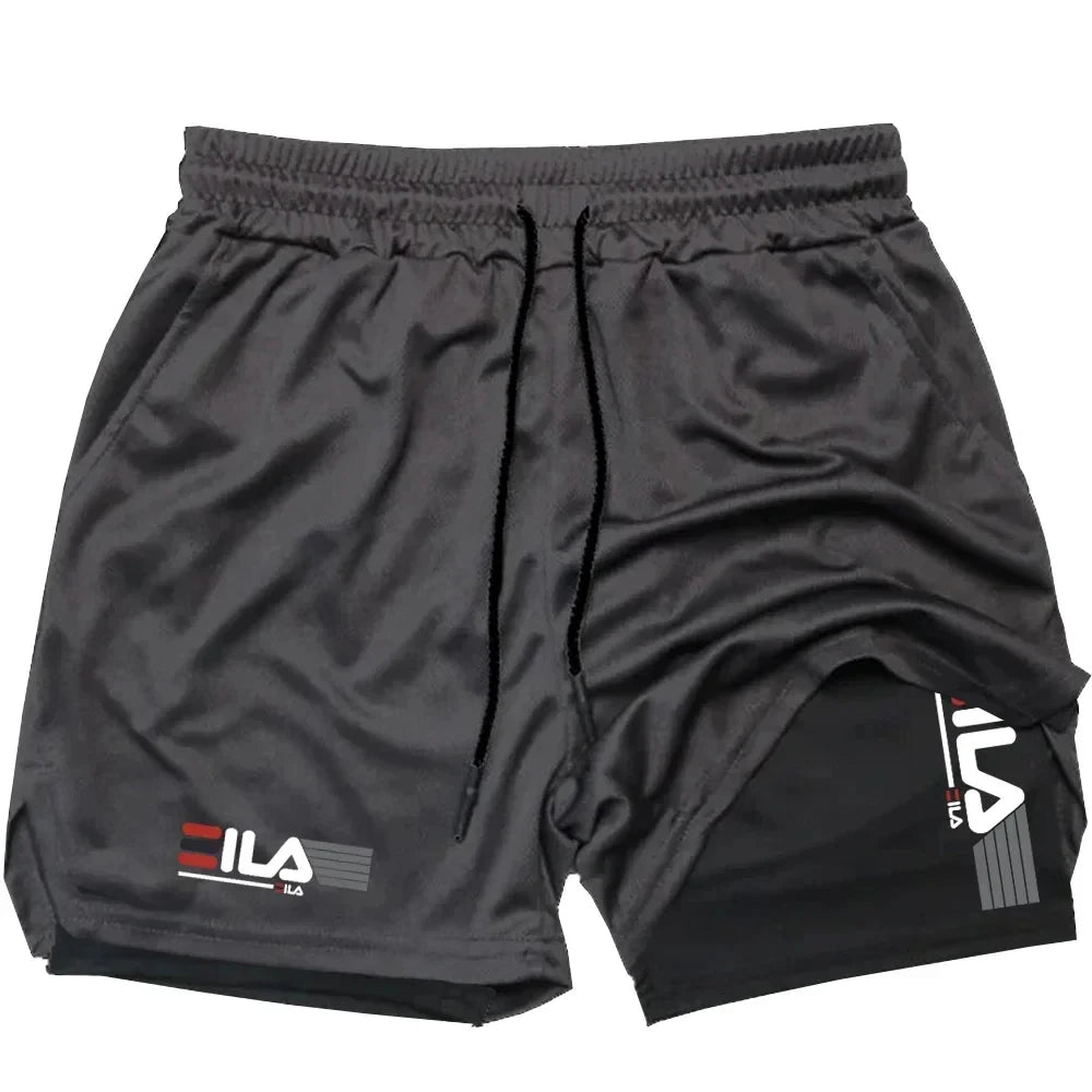Pantalones cortos deportivos de secado rápido 2 en 1 para hombre: pantalones cortos para correr transpirables de doble capa