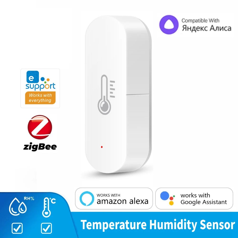 Smart Zigbee Temperature & Humidity Sensor – Wireless Indoor Monitor with App Control & Voice Assistant Support