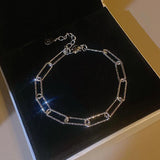 Pulsera de cadena de eslabones de cobre con diseño geométrico vintage para mujer: accesorio de moda elegante y moderno