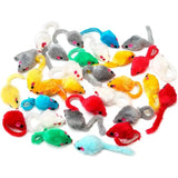 Catnip-Infused Rattle Mouse Toys - 10pc Faux Fur Cat Toys with Feather Tails