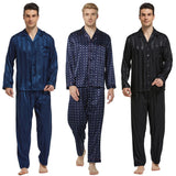 Men’s Silk Pajama Set – Full Sleeve Luxury Loungewear with Button Closure and Elastic Waist