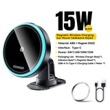 Essager RGB Magnetic Car Phone Holder – 15W Qi Wireless Charger & Magsafe Mount for iPhone & Samsung