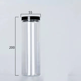 Airtight Clear Plastic Storage Jar – Sealed Food Container with Black Lid