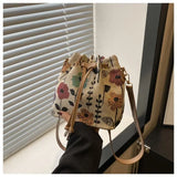 Fashionable Nylon Bucket Bag for Women – Soft Patchwork Design with Phone Pocket