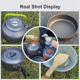 Juego de utensilios de cocina para acampar: juego de vajilla y utensilios de cocina para exteriores antiadherentes con tetera