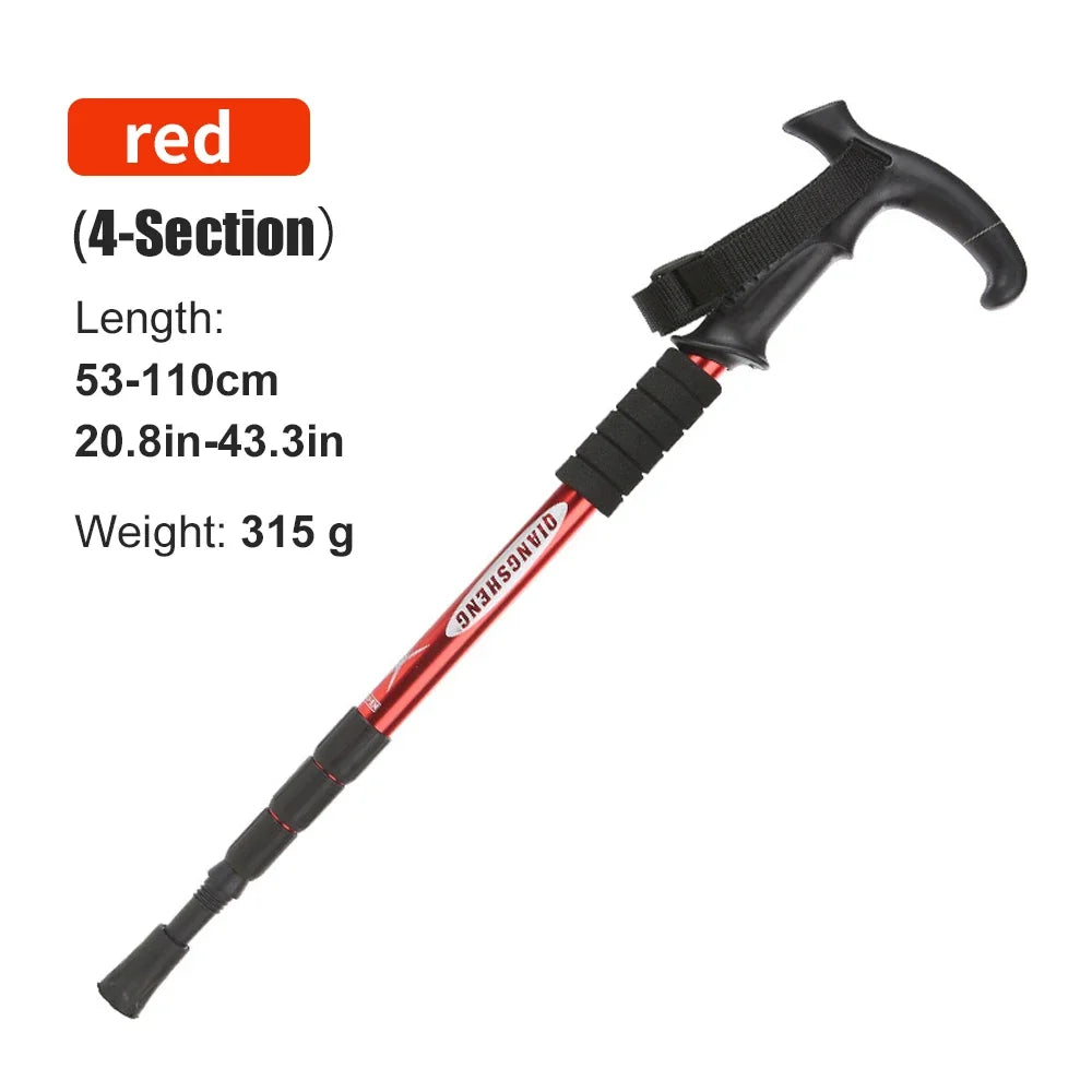 Adjustable Aluminum Trekking Pole with T-Handle for Hiking & Climbing