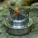 Compact Titanium Mini Alcohol Stove with Stable Cross Stand for Camping