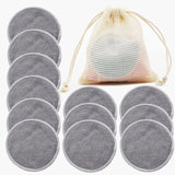 12-Pack Reusable Bamboo Makeup Remover Pads – Eco-Friendly & Gentle Facial Cleansing Rounds