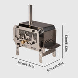 Portable Stainless Steel Wood Burning Stove with Chimney - Compact Camping Heater & Aromatherapy Burner