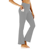 Women's High-Waist Flared Yoga Leggings with Pockets