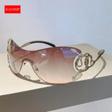 Gafas de sol sin montura KLASSNUM Y2K: lentes con degradado elegantes para mujeres