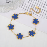 Adjustable Five-Flower Stainless Steel Bracelet for Women