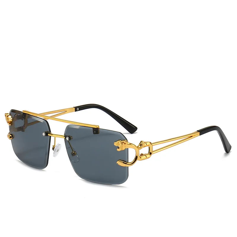 Gafas de sol cuadradas de lujo sin montura: moda de diseño vintage para hombres y mujeres