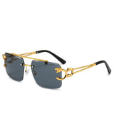 Gafas de sol cuadradas de lujo sin montura: moda de diseño vintage para hombres y mujeres