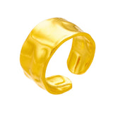 Trendy 18k Gold Plated Stainless Steel Cocktail Ring for Women