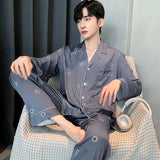Men’s Silk Satin Pajama Set – Lightweight Luxury Sleepwear with Turn-Down Collar