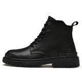 Men’s Genuine Leather Motorcycle Boots – Winter Warm Ankle Boots for Outdoor & Casual Wear (Sizes 38-48)