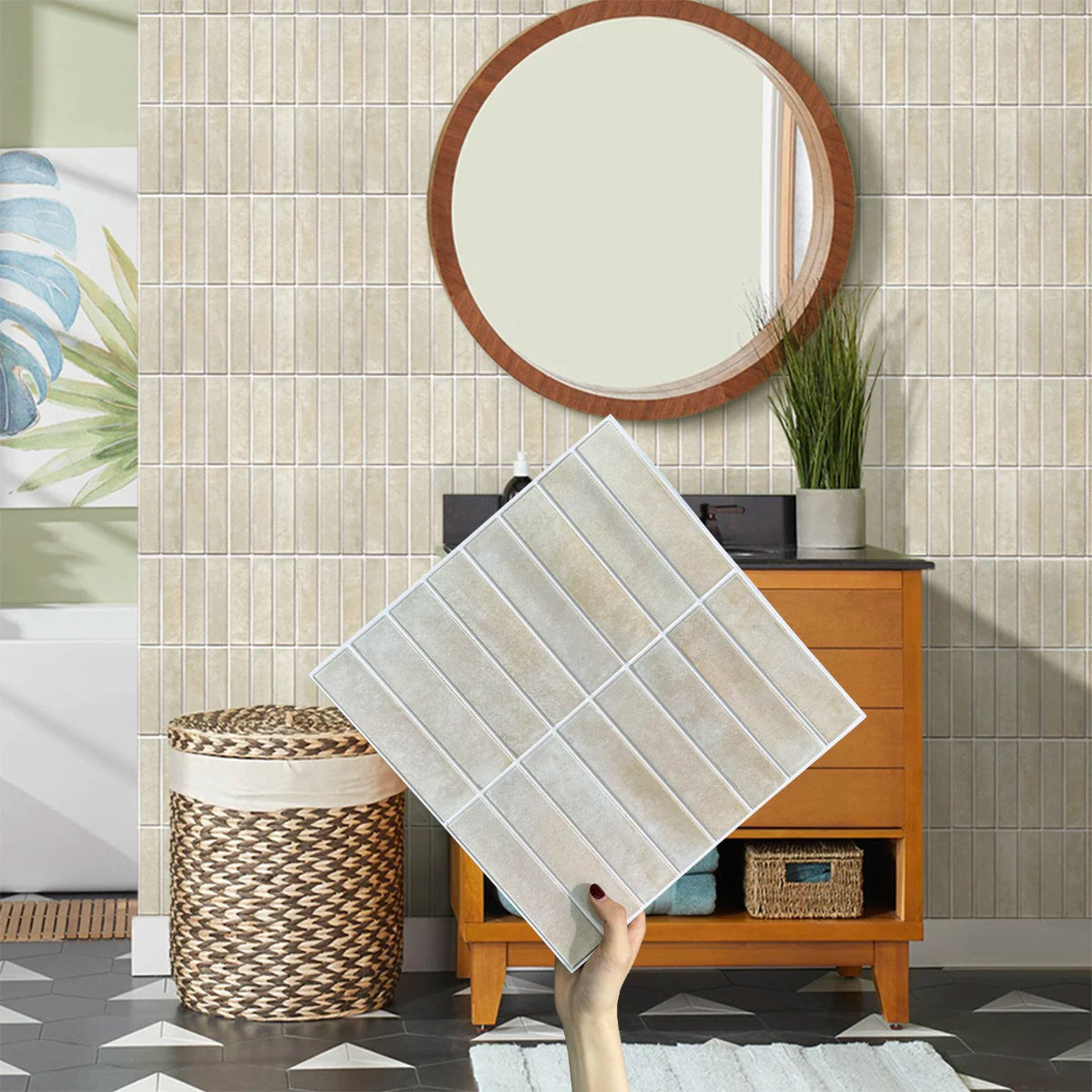 Azulejos de pared de PVC 3D: azulejos decorativos autoadhesivos despegables y pegables para cocina, baño y sala de estar