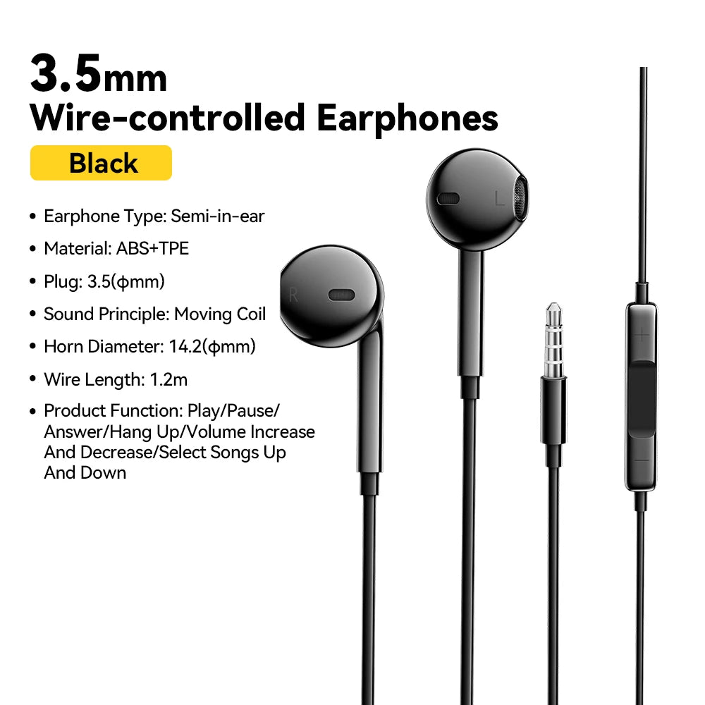 Wired Earbuds with Microphone - 3.5mm In-Ear Headphones for Sports & Phones (Multi-Color)
