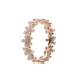 Anillo de plata 925 chapado en oro nuevo 2024 con circonita brillante y doble banda en forma de corazón para mujer, anillo Pandor original, joyería fina