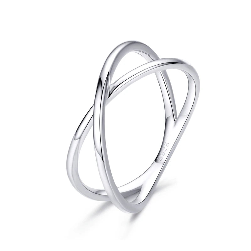 14K Gold Plated Sterling Silver X Ring – Minimalist Cross Design for Women