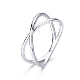 14K Gold Plated Sterling Silver X Ring – Minimalist Cross Design for Women