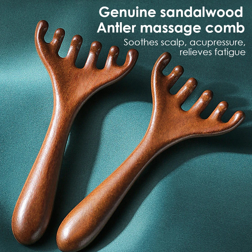 Natural Sandalwood Scalp & Body Massage Comb with Anti-Tangle Design