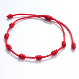 Pulsera ajustable de la suerte para parejas, tejida a mano, de color rojo, de algodón y lino, con diseño clásico de dijes
