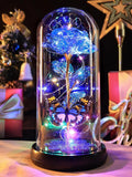 Eternal Rose in Glass Dome - Illuminated Galaxy Flower with Butterfly for Mothers Day
