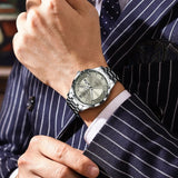 Men's Luxury Stainless Steel Watch – Waterproof, Luminous, Date & Week Display