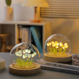 Lámpara de noche LED con tulipanes artificiales hecha a mano: lámpara de noche DIY para dormitorio y regalos