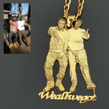 Custom Photo Nameplate Necklace - Personalized Engraved Portrait Pendant for Women
