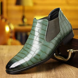 Men’s Chelsea Slip-On Ankle Boots – Stylish Pointed Toe PU Leather Dress Boots