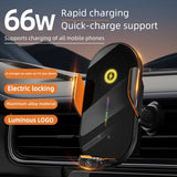 Soporte de teléfono inalámbrico para automóvil: carga rápida de 66 W e inducción automática por infrarrojos